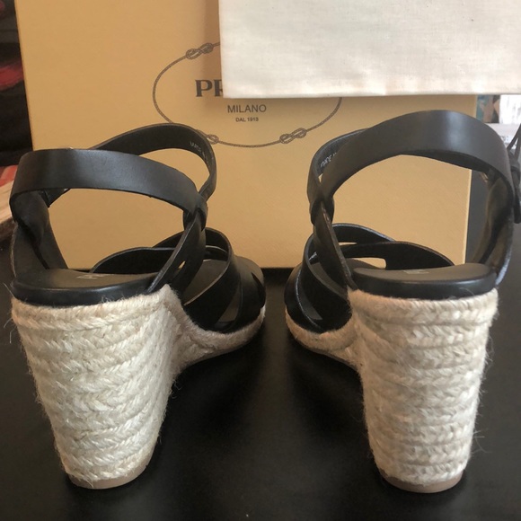 CSD PRADA Woven Leather Platform Espadrilles - Picture 3 of 8